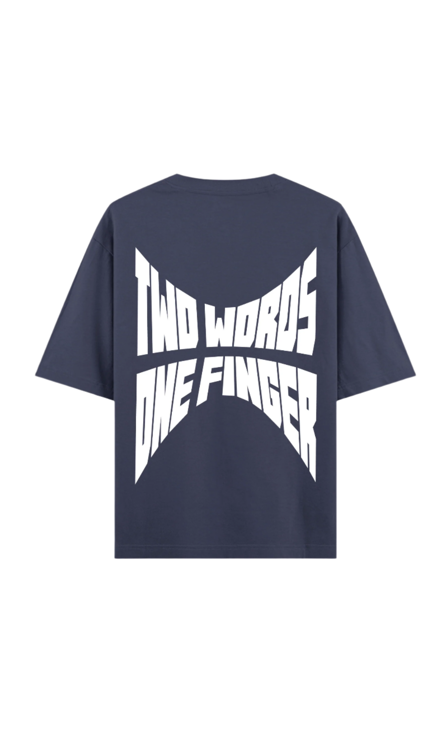 Two Words One Finger T-Shirt Navy Blue