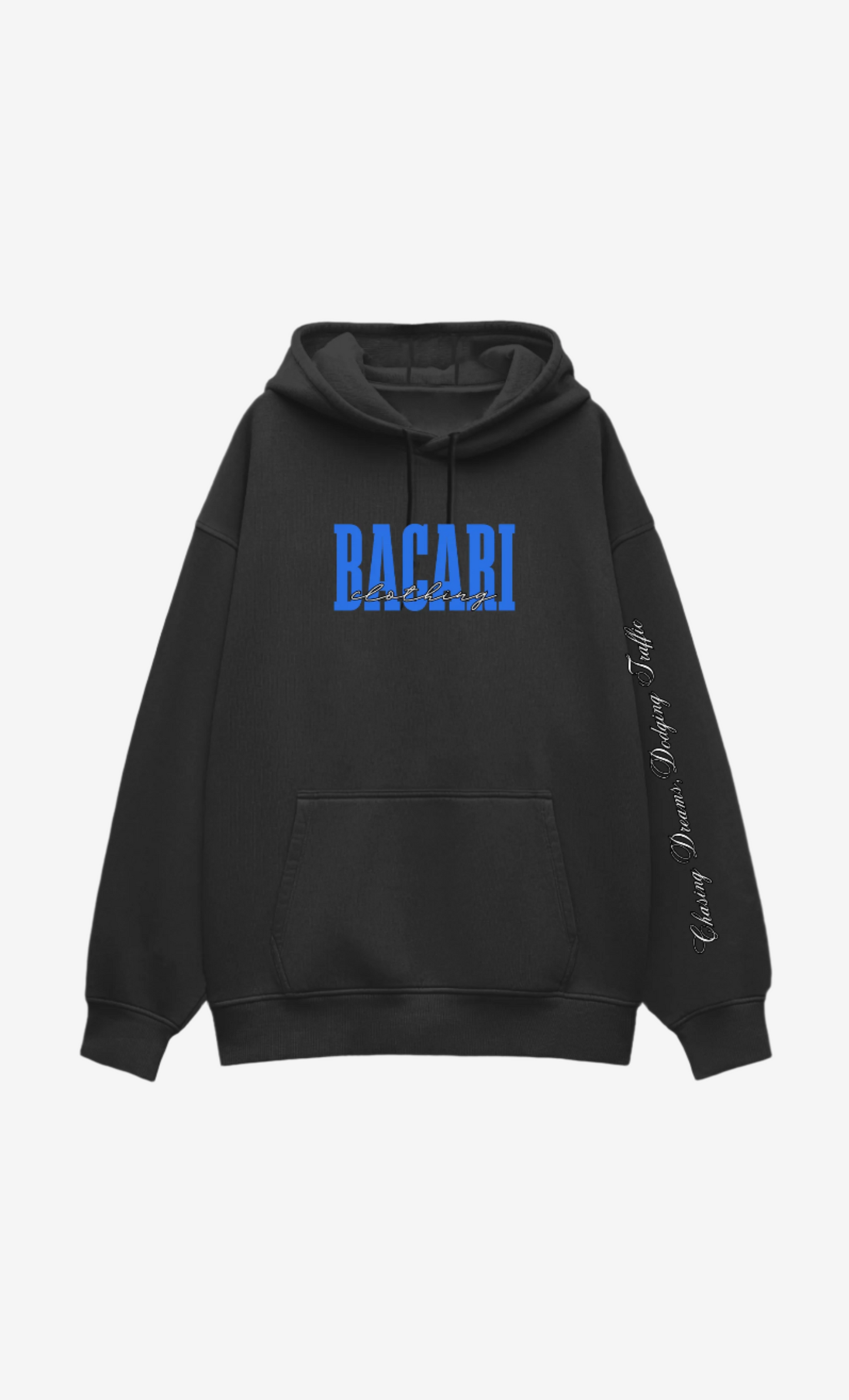 CHASING DREAMS, DODGING TRAFFIC OVERSIZED HOODIE BLACK