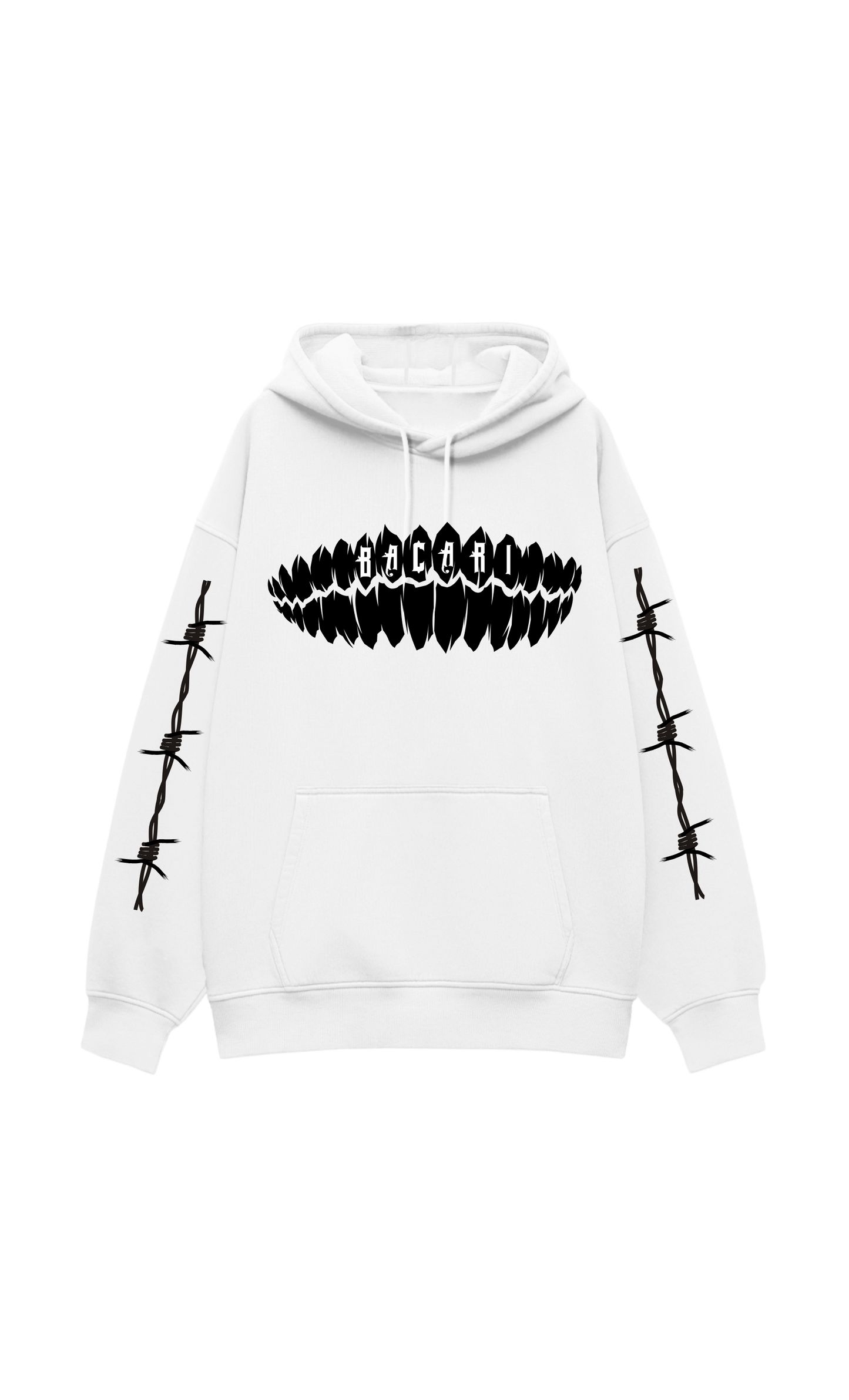 Demon Teeth Oversized Hoodie White