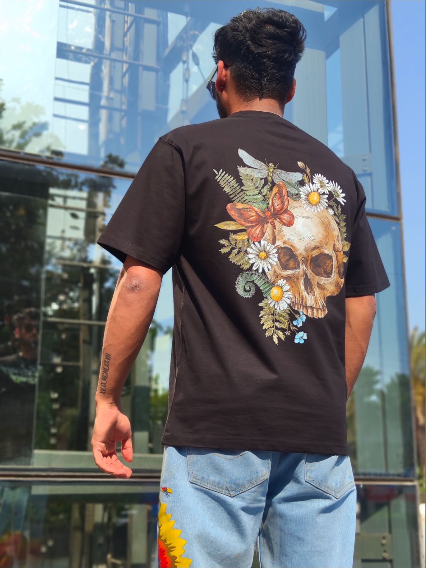 Skull and Roses Black
