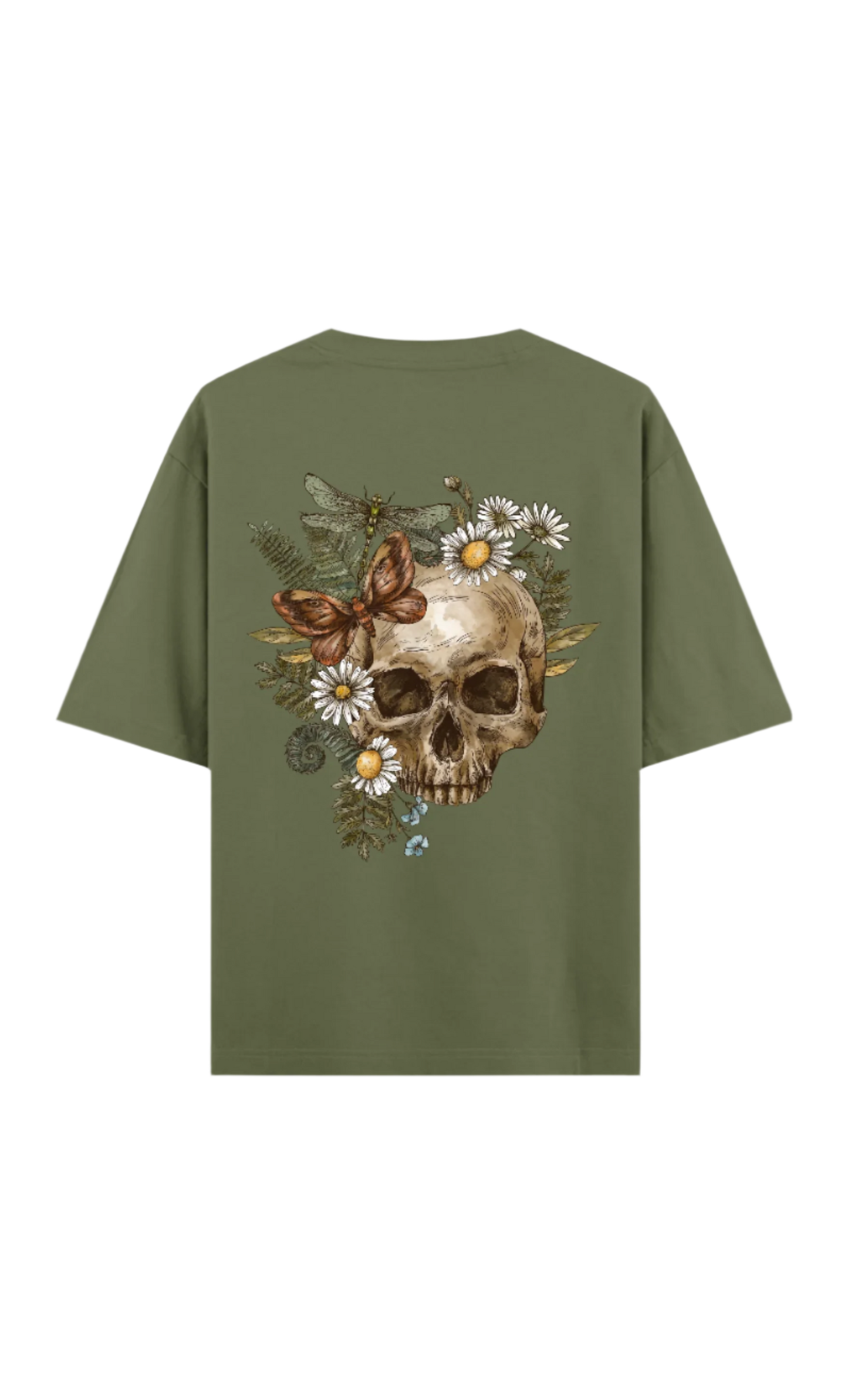 Skull and Roses Olive Green