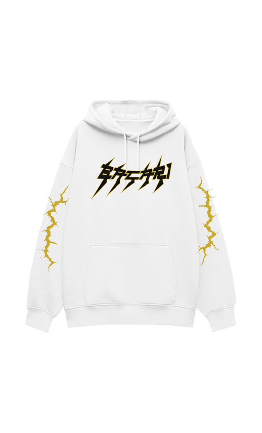 Lightning Strike Oversized Hoodie White