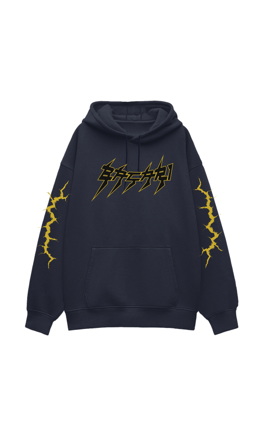 Lightning Strike Oversized Hoodie Navy Blue