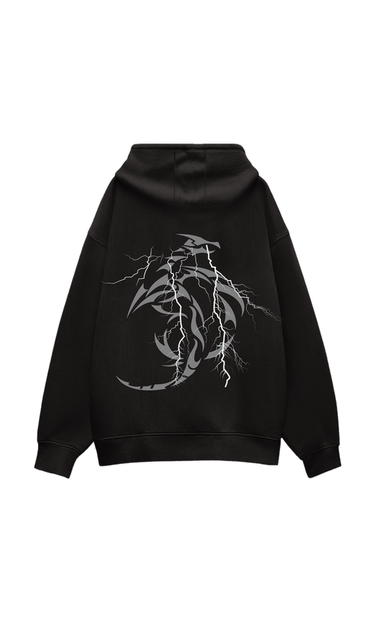 Demon Of Thunder Oversized Hoodie Black